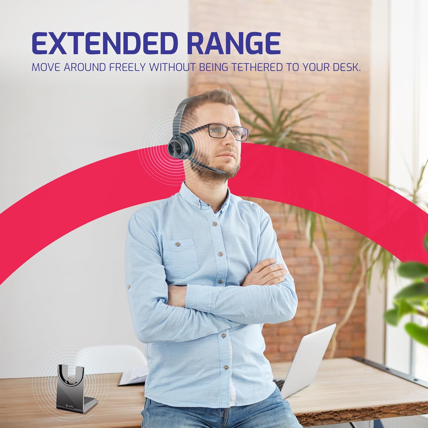 Poly Voyager 4310 - UC Wireless Bluetooth Mono Headset (USB-C) with Charge Stand - Bundled with Global Teck Microfiber Cloth - Compatible with Deskphone, PC/Mac, Works with Zoom, RingCentral, Vonage