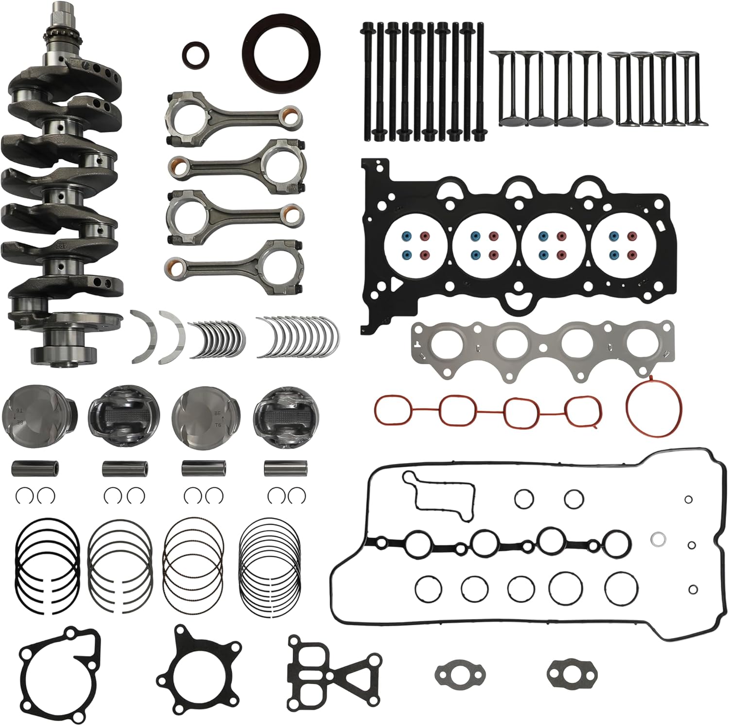 G4FJ 1.6 Engine Overhaul Rebuild Kit w/Crankshaft Con-Rods & Bearings Pistons Cylinder Head Gasket Set Fit For Hyundai Sonata Tucson Veloster Kia Soul Sportage 1.6L 2011-2022 231102B710 230412BAC0