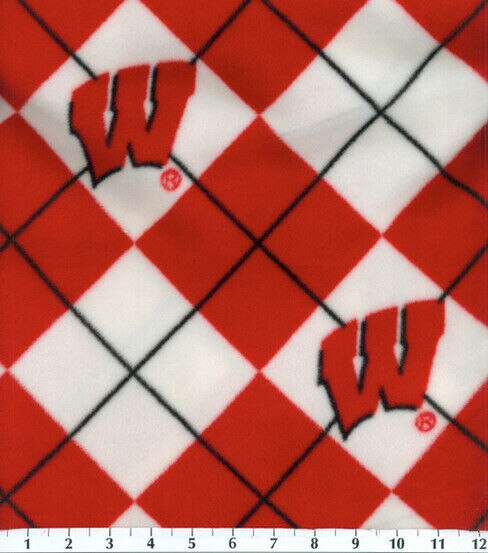 University of Wisconsin Badgers Fleece Fabric Argyle