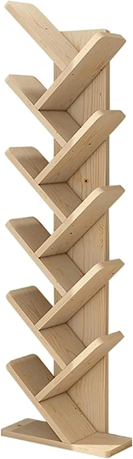 PAASHE Multi-Layer Bookshelf Creative Solid Wood Tree Bookcase Floor Standing Bookshelves Modern Look Rack Bookcase