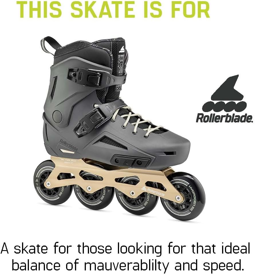 Rollerblade Lightning 90 Men's Urban Inline Skate, Anthracite and Taupe