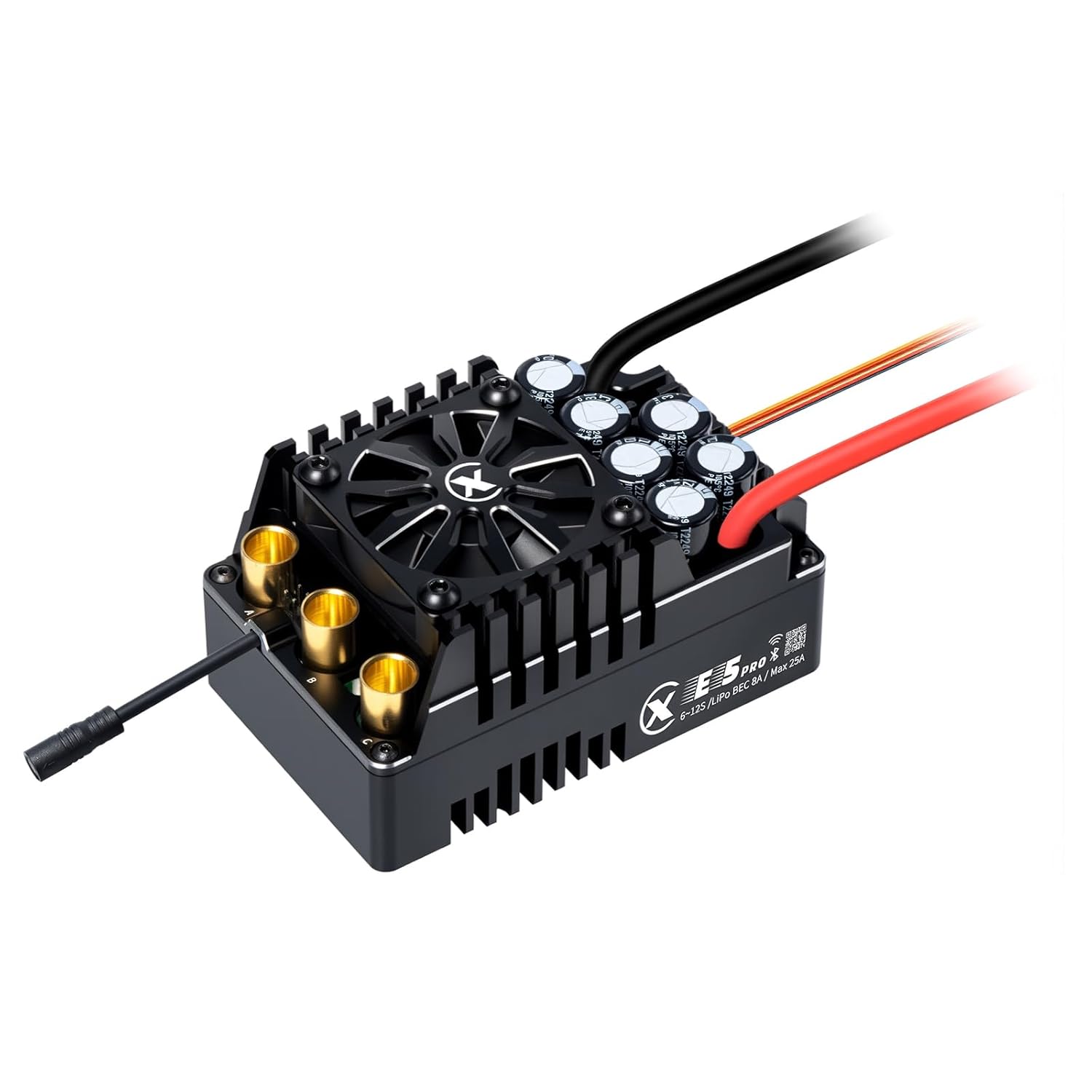 XC E5Pro APP Controls Sensored Brushless ESC for RC Car,6-12S Lipo,250A Continuous Current,8-25A、6.0/7.4/8.4V BEC,Applicable to 1/5、1/6 Off Road Truck Monster