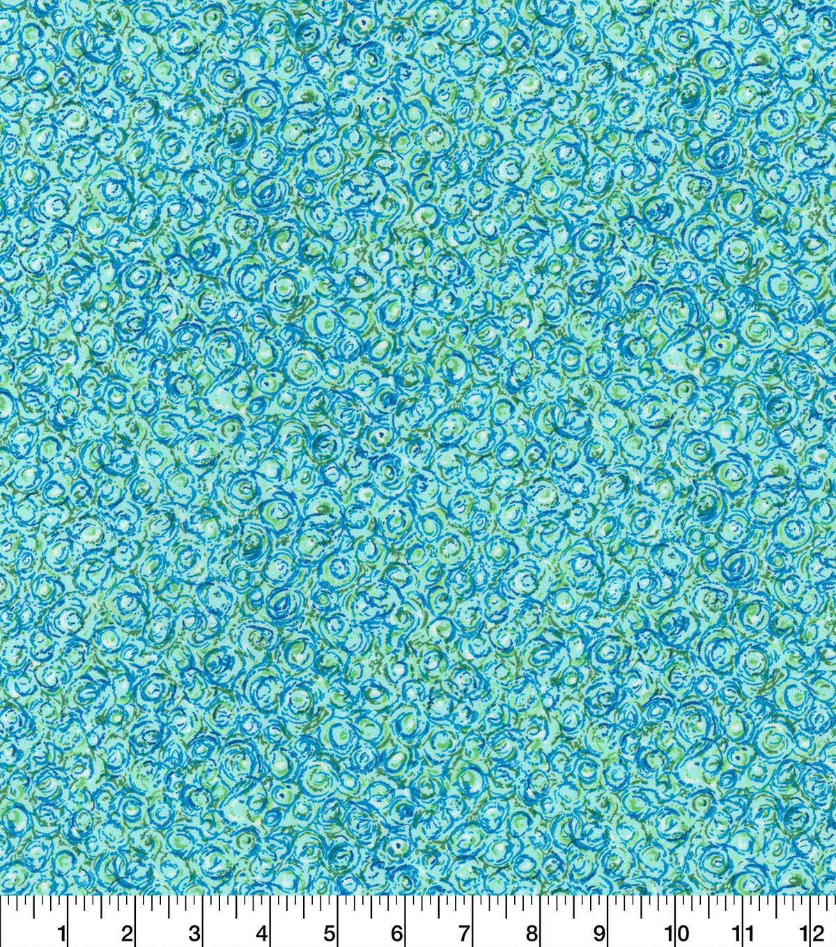 Robert Kaufman Turquoise Crayon Swirls Cotton Fabric by Keepsake Calico