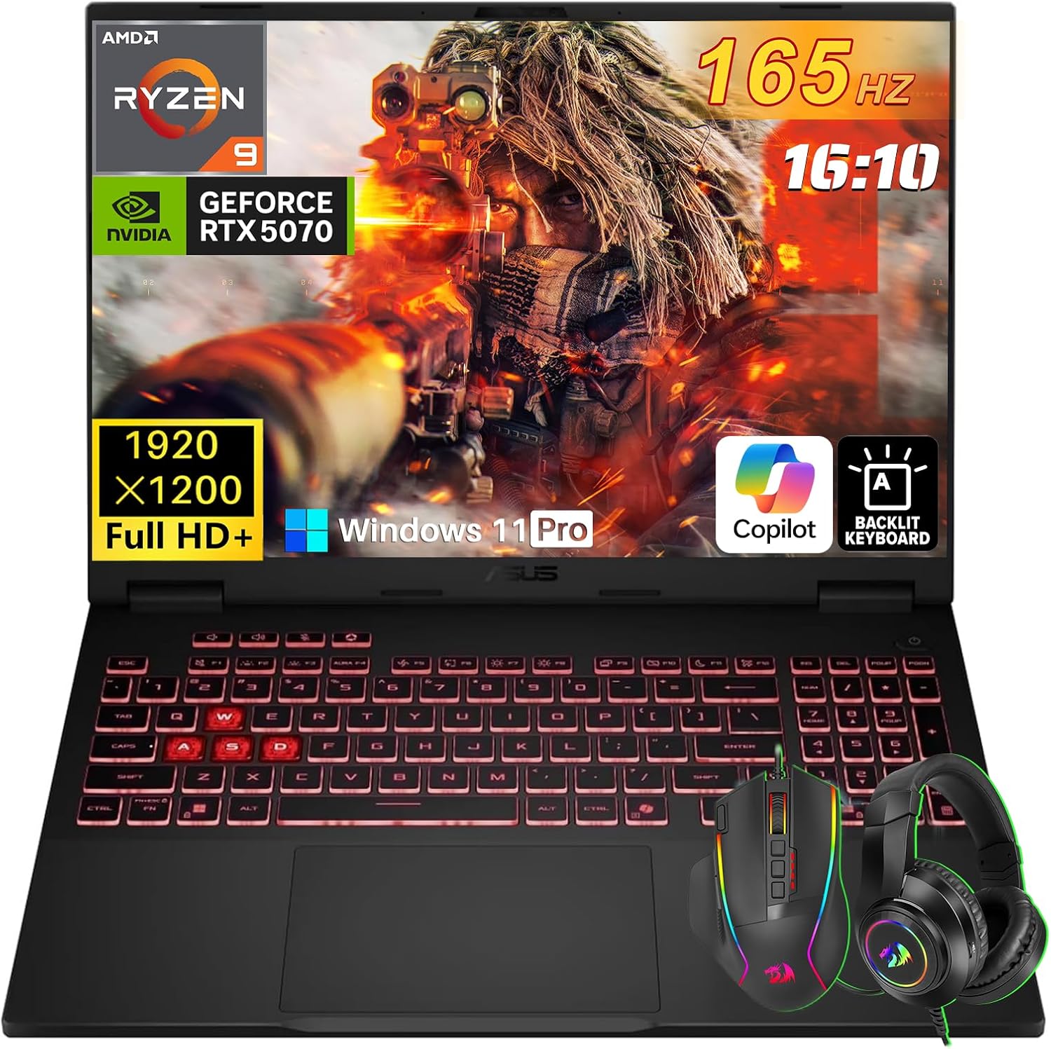 ASUS TUF Gaming A16 Laptop, 64GB DDR5, 8TB SSD, AMD Ryzen AI 9 270(Up to 5.2 GHz), NVIDIA GeForce RTX 5070, 16