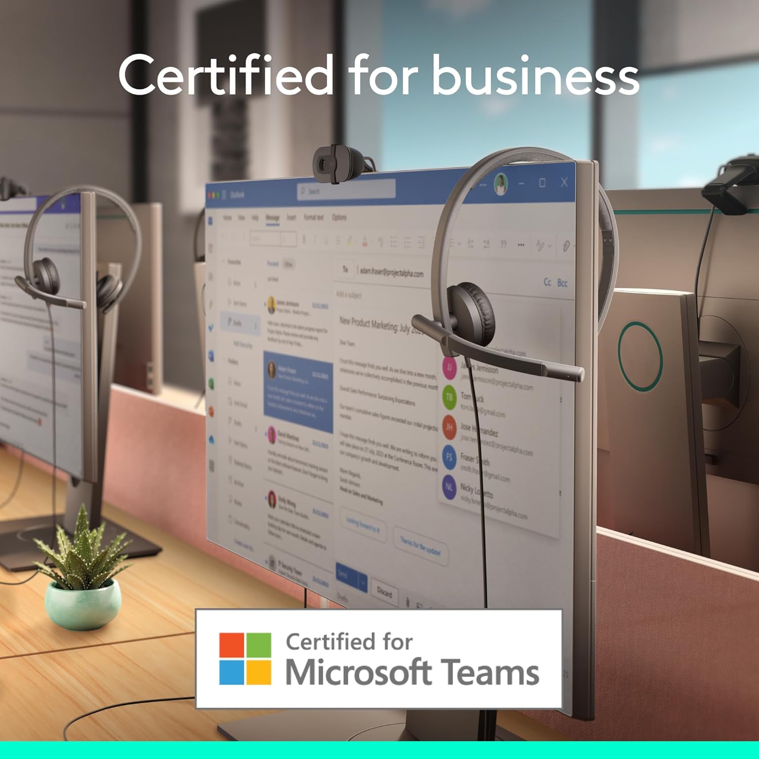 Logitech H570e USB Headset with Microphone for PC and Mac, USB-A Wired Headset with Stereo Sound, Noise-Canceling Mics and Inline Controls, Certified for Microsoft Teams, Black, Pack of 12