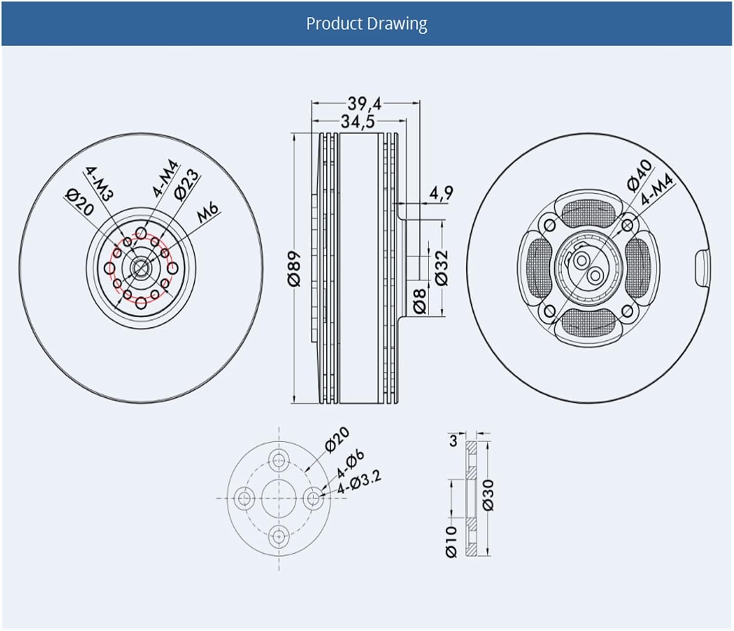 MN801-S KV120/KV150 Waterproof Motor with a Maximum Thrust of 11.6 kg(KV120)