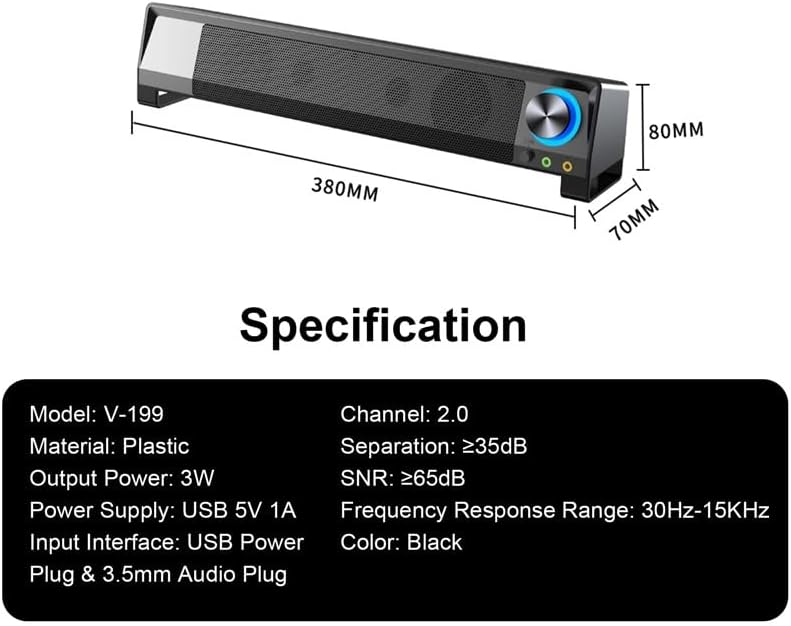 Wired Computer Speaker SoundBar Stereo Subwoofer Powerful Music Player Bass Surround Sound Box 3.5mm Audio