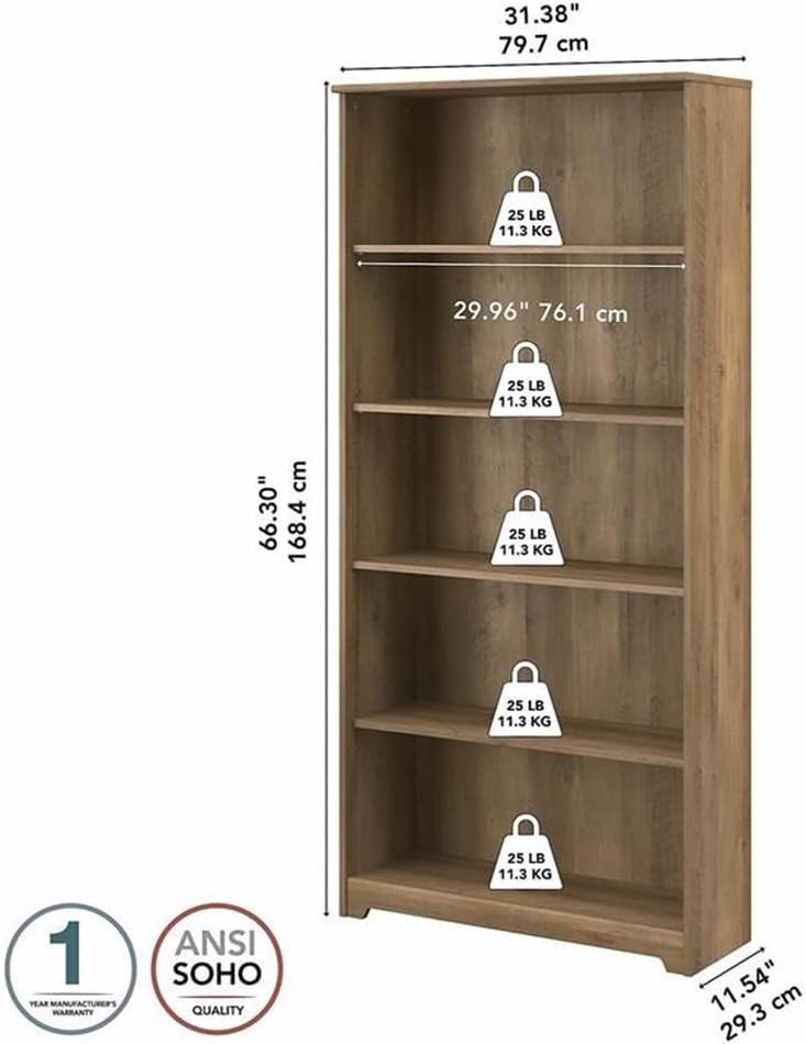 Home Square 2 Piece Engineered Wood Tall Bookcase Set in Reclaimed Pine