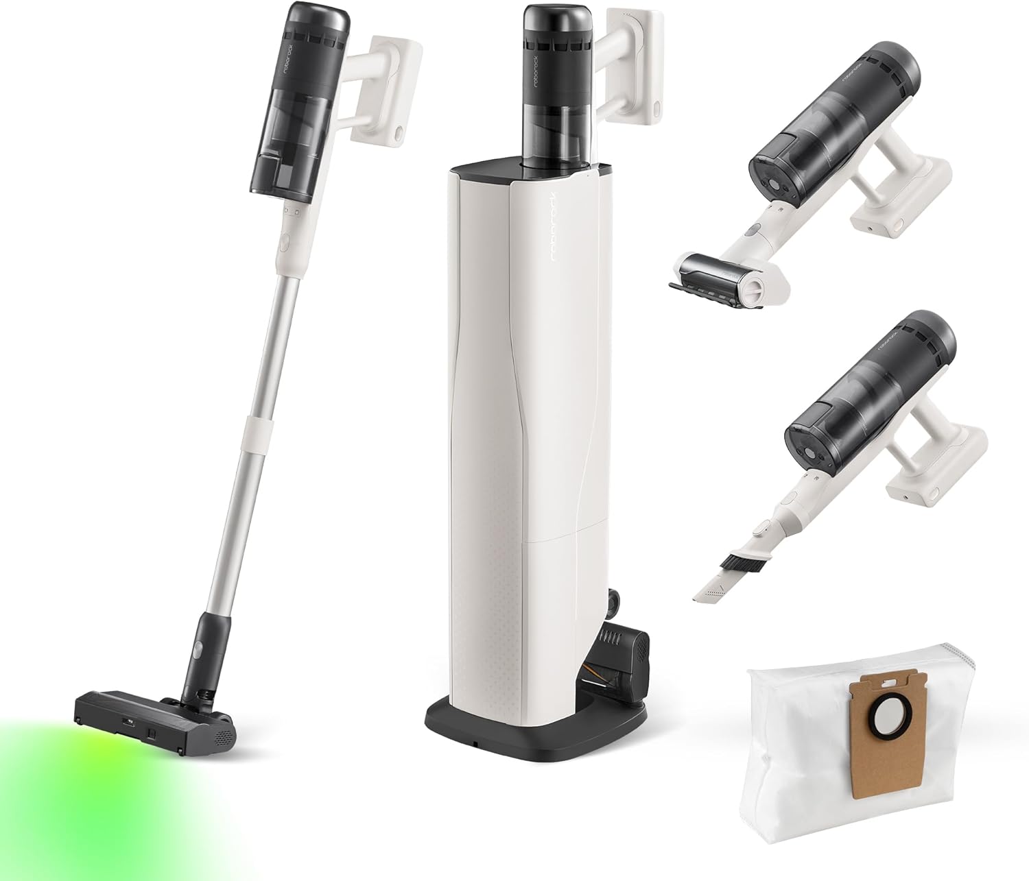 roborock H60 Hub Pro Cordless Stick Vacuum Cleaner with Auto-Empty Dock, 170AW Suction for Carpets and Pet Hair, Vacuum Cleaners with 80-Min Runtime, Anti-Tangle Brush, 140° Green LED Dust Detection