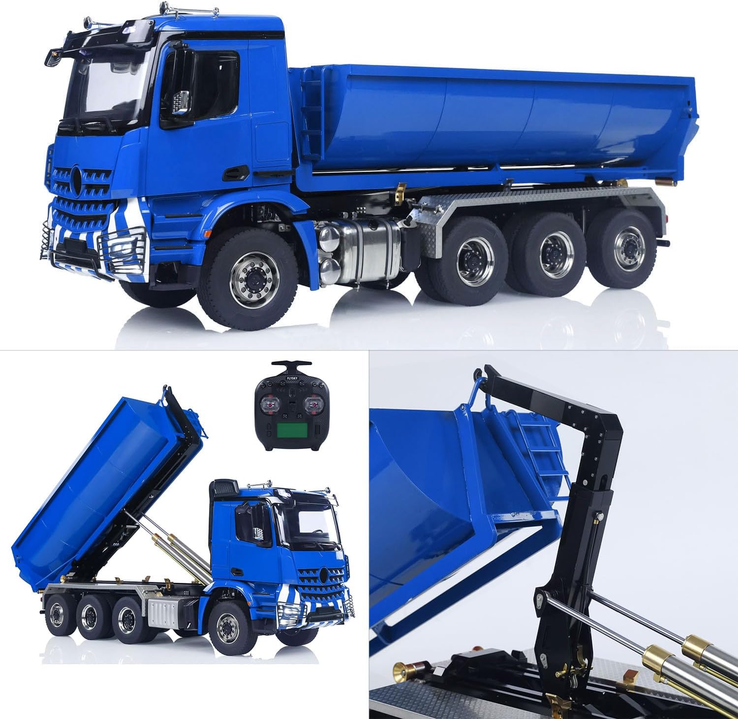 TOUCAN RC HOBBY 8x8 1/14 Hydraulic Remote Control Full Dump Truck BZ 3363 RC Roll On Off Tipper Metal Chassis Rail Differential Lock No Battery for Adult