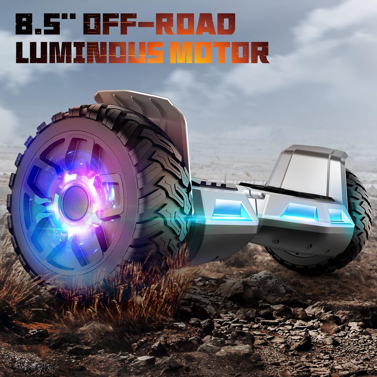 SISIGAD Hoverboard, All Terrain Hoverboards, 8.5'' Two Wheel Self Balancing Scooter with Bluetooth Speaker, Off Road Hoverboard with LED Lights, Music Hoverboards