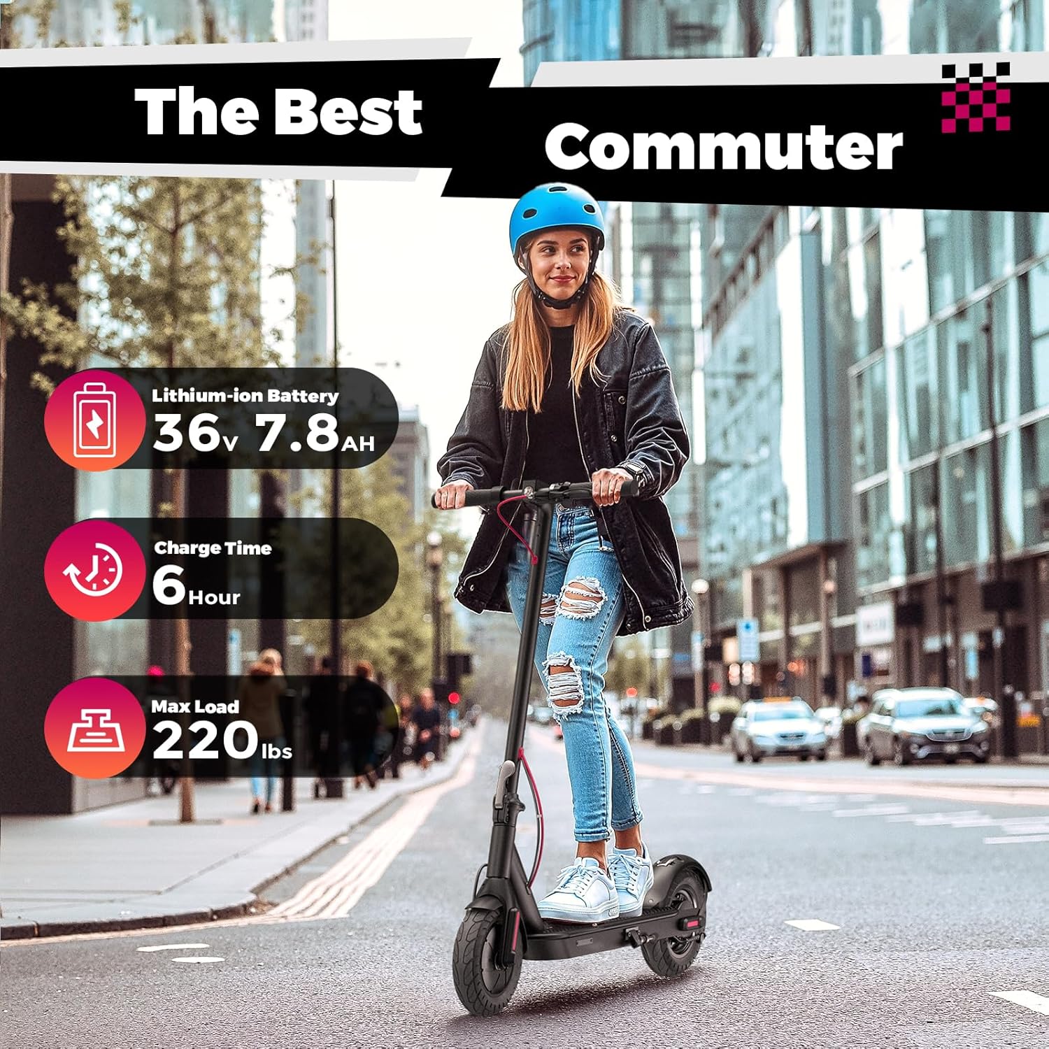Windone Electric Scooter for Adults, 430W Peak Motor, 19MPH & 17-Mile Range, Foldable Commuter Scooter with 10