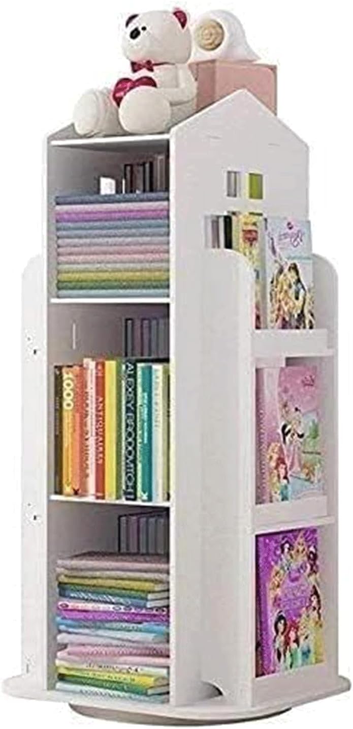 BKEKM Multi-Layer Bookshelves Wooden Book Shelf White Bookcase for Kids Standing Bookcase Storage Shelf Floor Standing Book Shelf