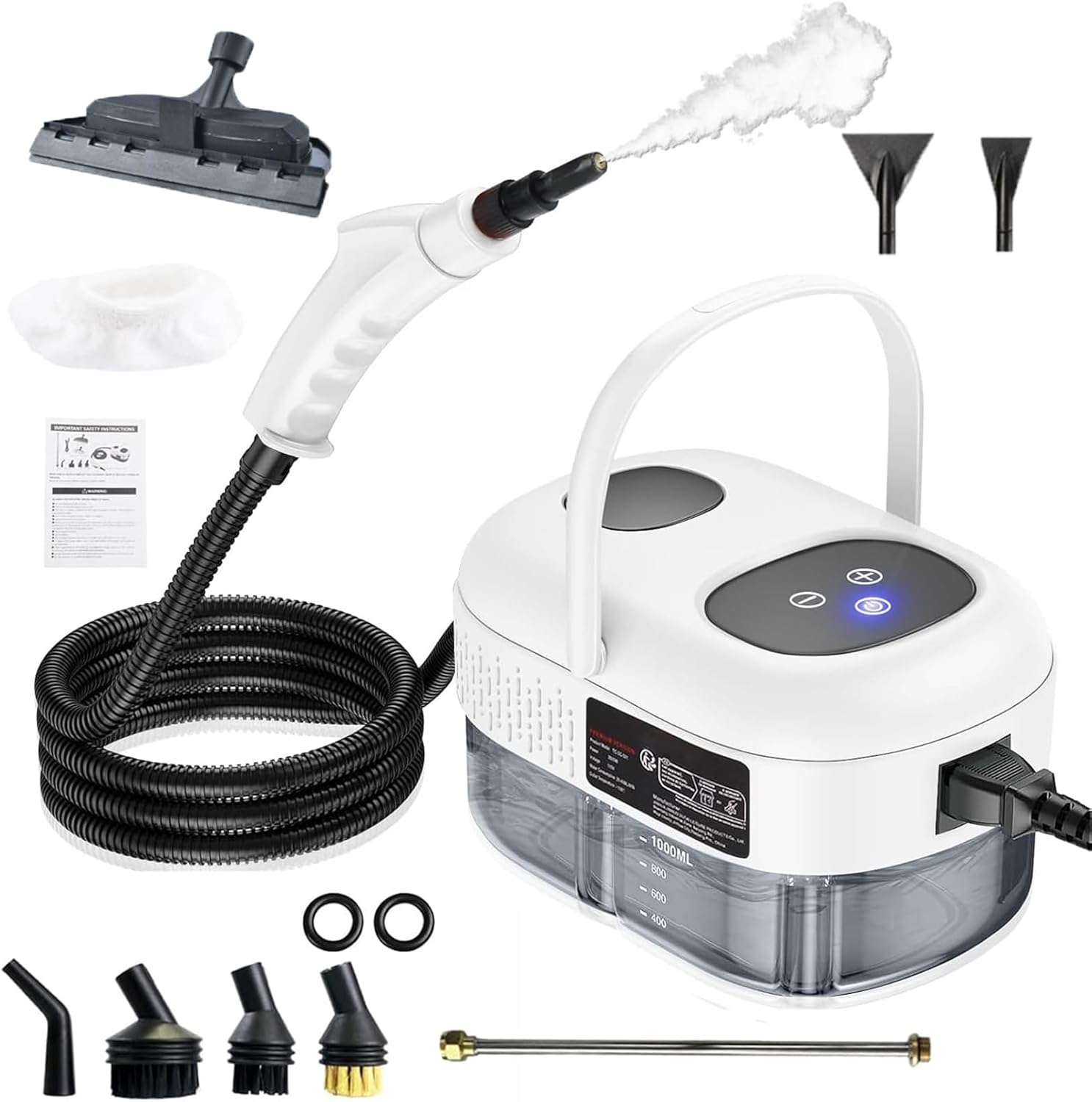 2500W Handheld Steam Cleaner with 15-Second Quick Heating and 3 Adjustable Speeds, Suitable for Cleaning Floors, Furniture, Tile Grout, and Car Interiors.