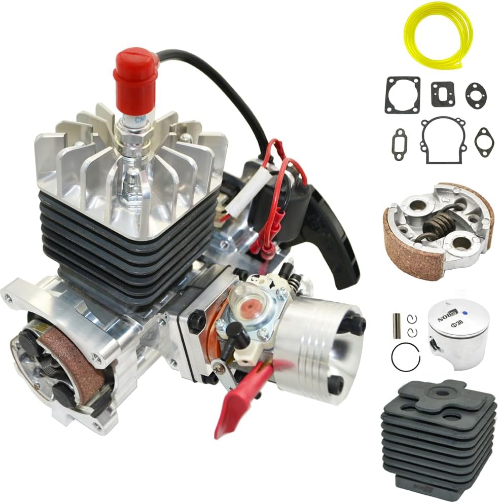 32cc Professional Competition Grade CNC Crankcase Intake 1/5 Scale 2-Stroke Gasoline RC Engine Compatible with Walbro 1191 Carburetor and NGK Spark Plug Fit for Baja HPI Losi Redcat Rovan