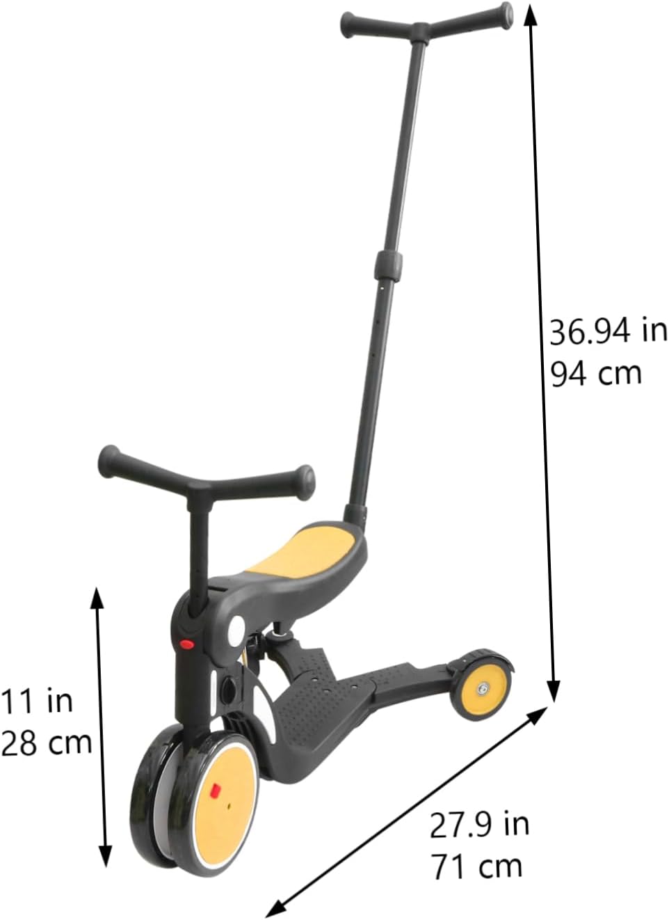 5-in-1 Children Scooter for Ages 1-6 Adjustable Height Sturdy Plastic Multi-Functional Three-Wheeled Balance Bike Toddler Walking Toy