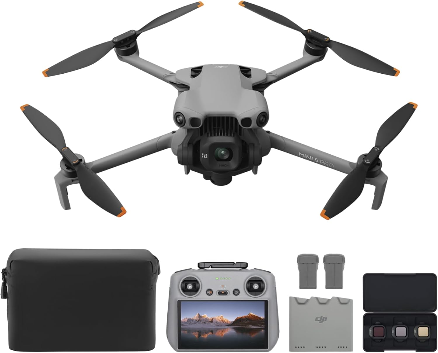 DJI Mini 5 Pro Fly More Combo Plus with DJI RC 2, Drone with Camera, 1-Inch CMOS, 4K Drone for Beginners, Obstacle Sensing, ActiveTrack 360°, 225° Gimbal Rotation, Extended Battery Life