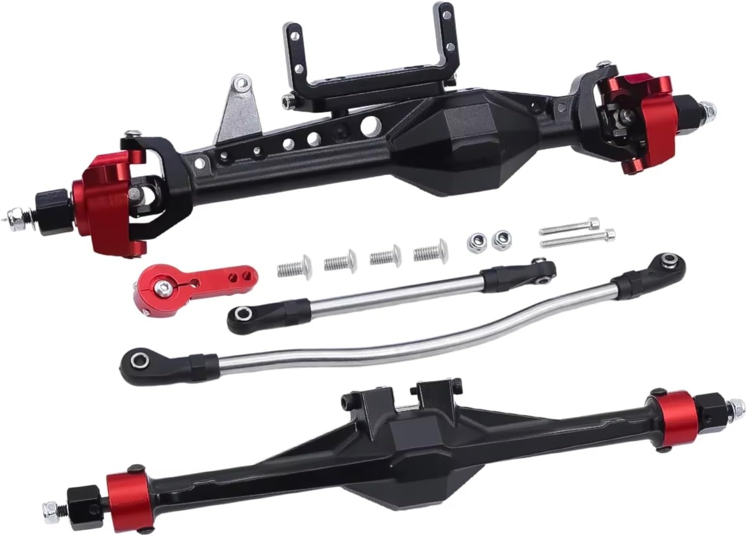 Rc Crawlers Axles For Axial For SCX10 III AXI03007 1/10 CNC Aluminum Front And Rear Straight Axles Set RC Crawler Car Axle Upgrade Parts(Black,1set)