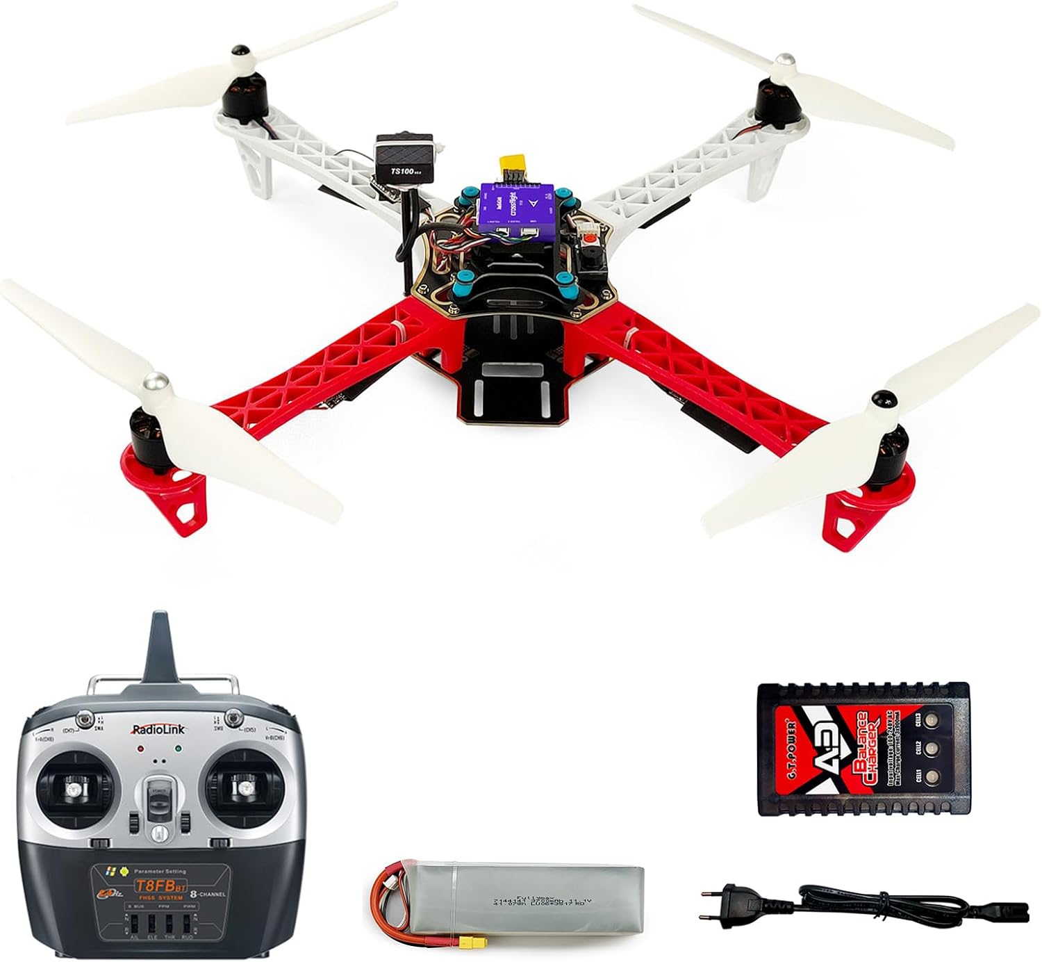 Radiolink F450 RC Drone 450 mm Wheelbase Quadcopter with Crossflight flight controller and TS100 GPS, Assembly Kit RTF, for agriculture education