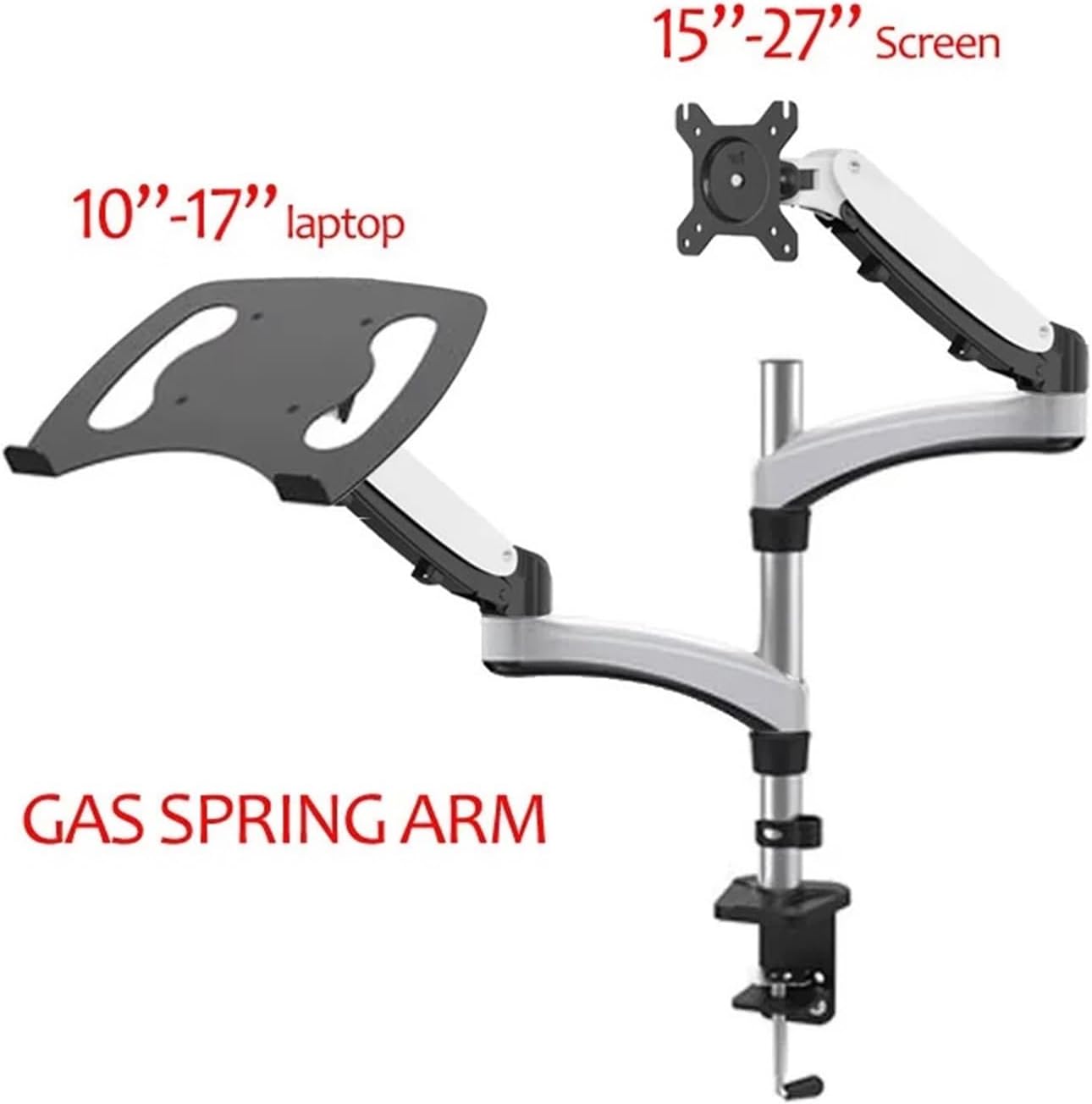 GM124U-D Multimedia Desktop Dual-Arm 10-27 Inch Monitor Stand + Laptop Stand Desktop Full Motion Dual Monitor Mounting Arm Stand