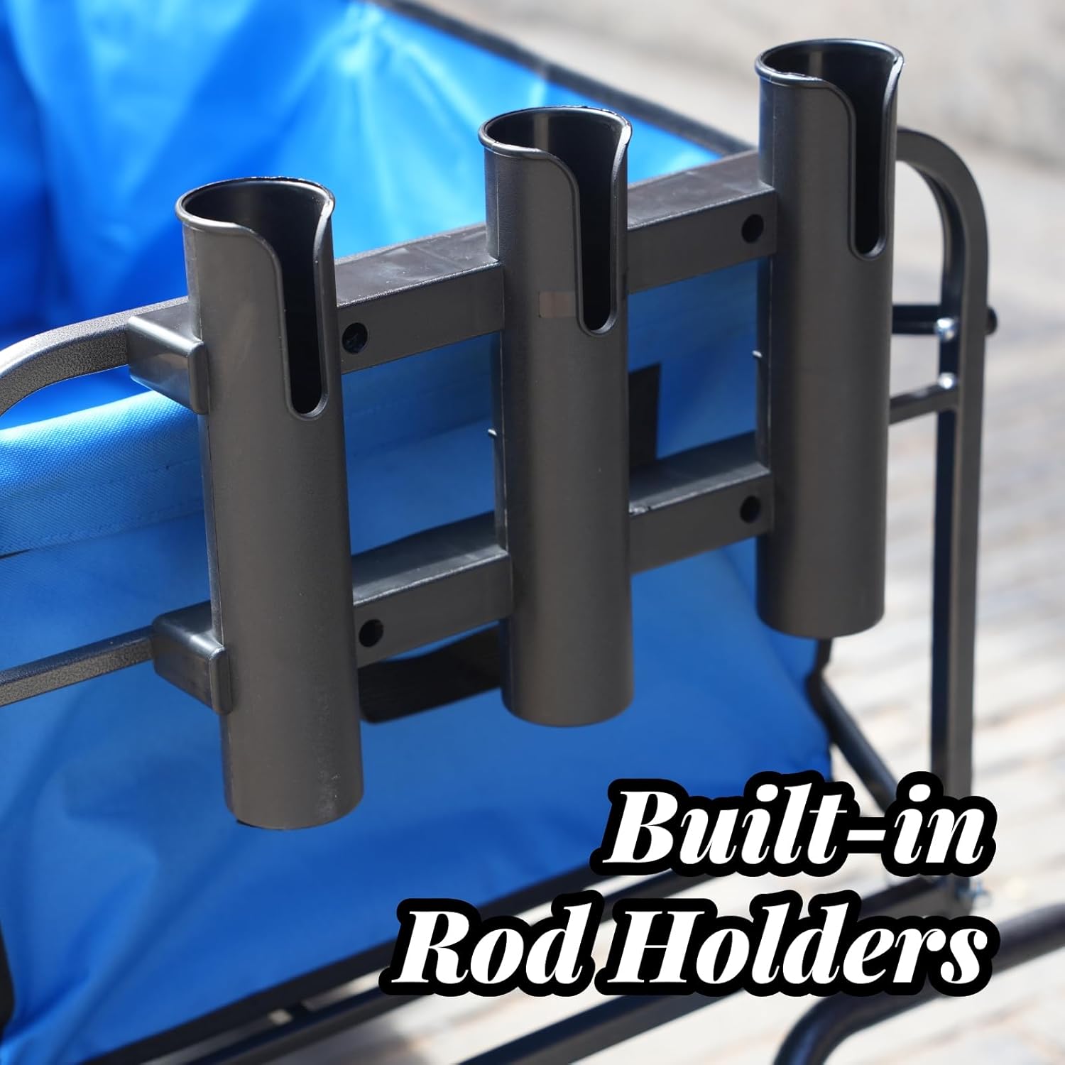 Foldable Fishing Cart with Balloon Wheels (13'' x 7''), Collapsible Beach Wagon with Big Wheels for Sand, Built-in Rod Holders, 330 lbs Capacity, Pump Included