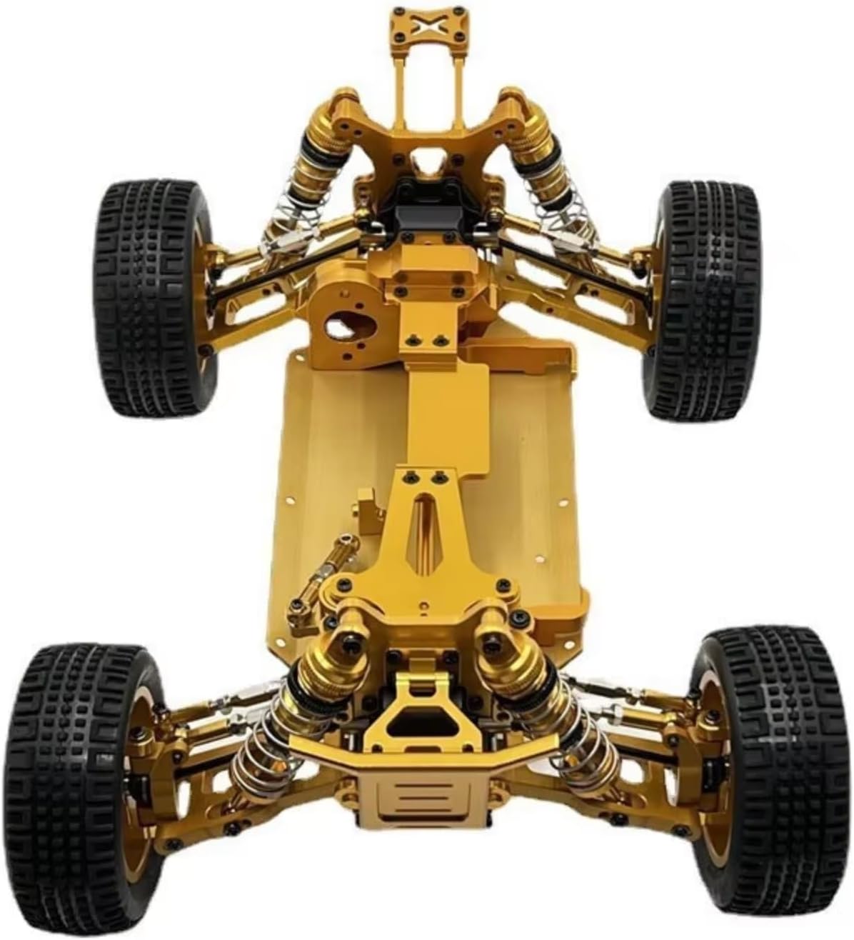 Shock Absorbers Parts For WLtoys 144010 144001 02 1/14 Metal Frame Chassis Front Bumper Shock Absorber Tower Tail Wing Wheel Servo Arm RC Car Set(Gold)