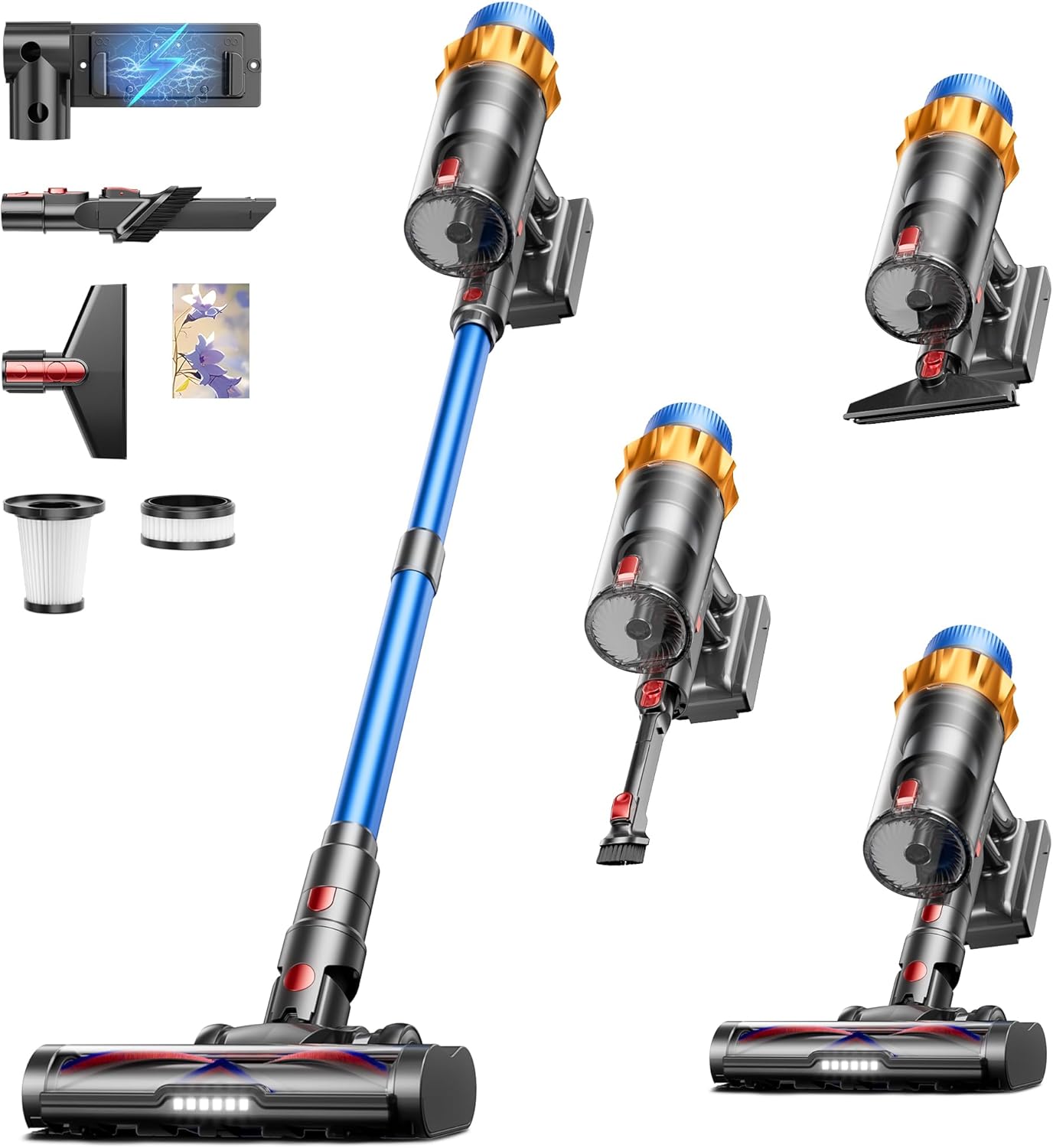 Cordless Vacuum Cleaner, 600W 50KPA 70Mins Vacuum Cleaners for Home, Self-standing Stick Vacuum with Aromatherapy, Anti-Tangle Brush, Wall Mount Charging Vacuum for Hardwood Floor/Carpet/Pet Hair