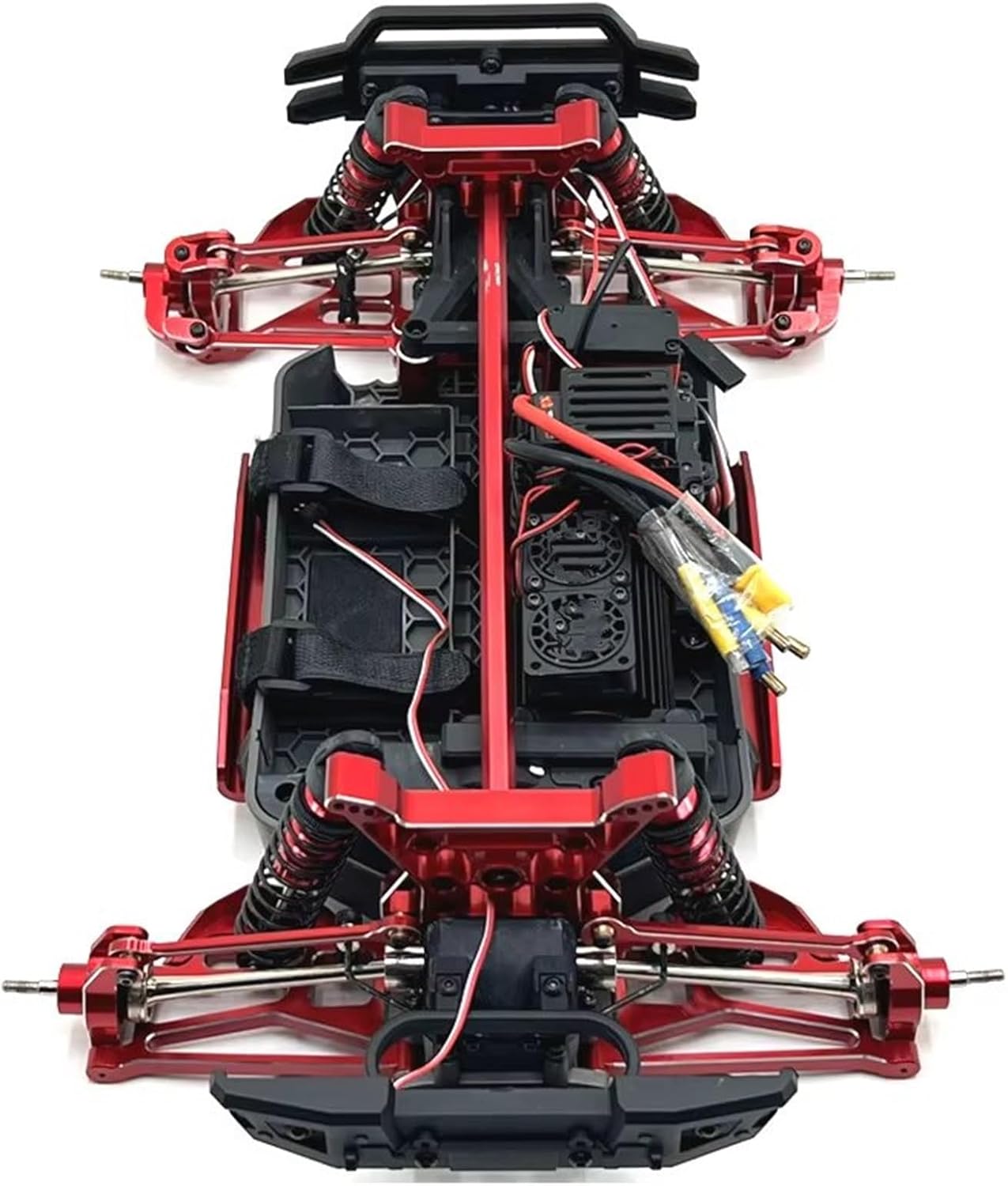 Compatible with MJX 10208 1/10 RC Car Parts Accessories Metal Front Rear for Swing Arm Steering Cup Hub Carrier Link Rod Shock Tower Set RC Car Upgrade Parts(Red)