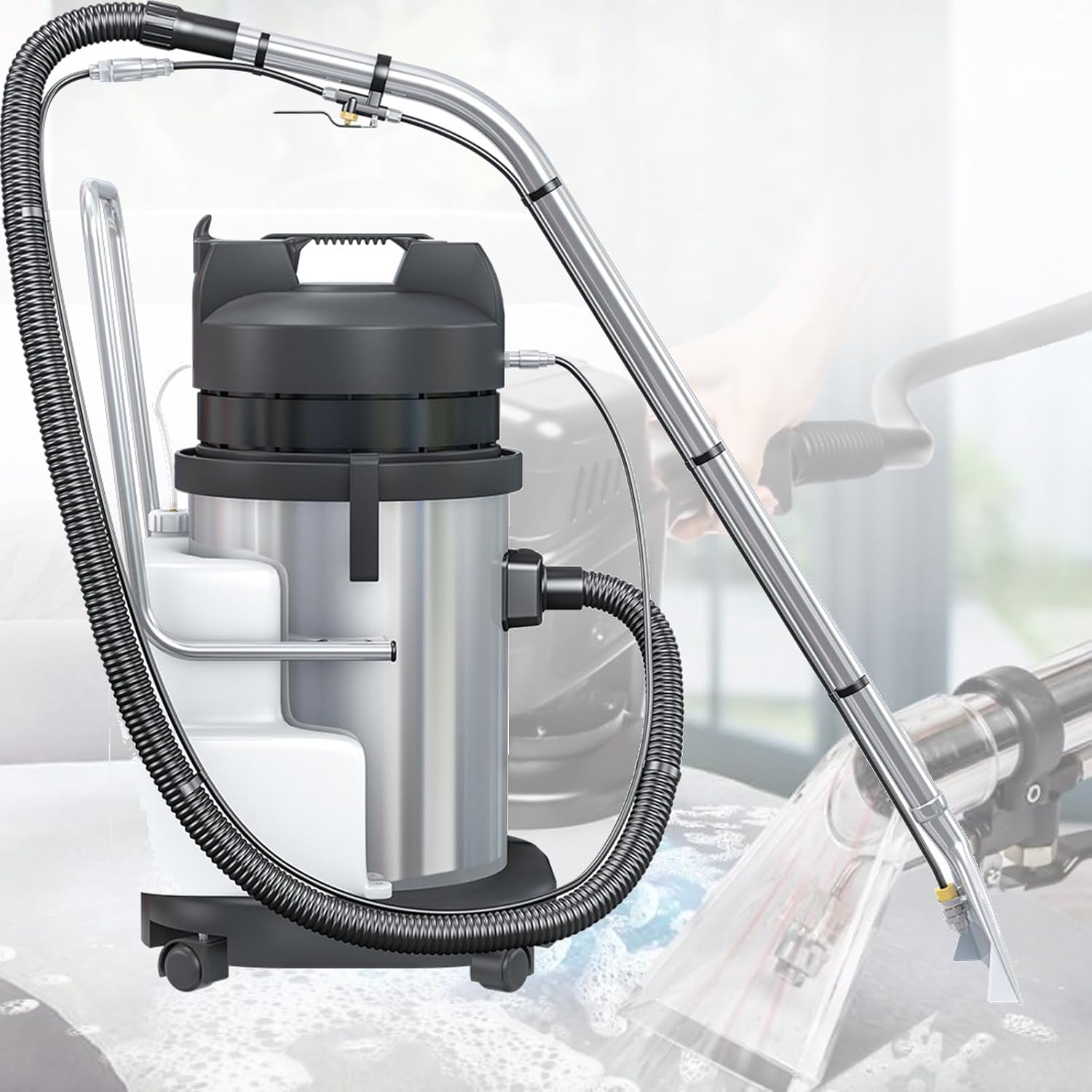 Commercial Carpet Extractor Cleaning Machine,Carpet Deep Cleaner,Cleaning Machine, 360° swiveling wheels, Use for Sofas Curtains Floor Home