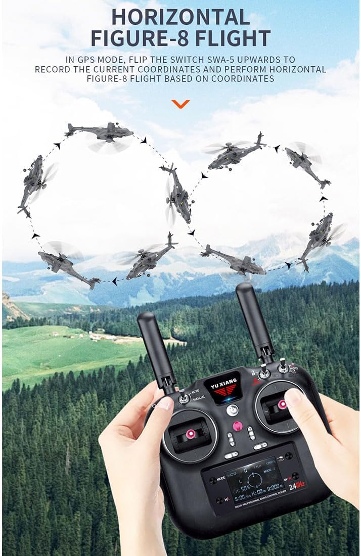 Remote Control Helicopter for Adults- 1/32 F11-S AH64 RC Helicopter with Smart GPS, 2.4G 6CH Dual-axis Co-Drive Flybarless Remote Control Airplane, Gift for Christmas Birthday