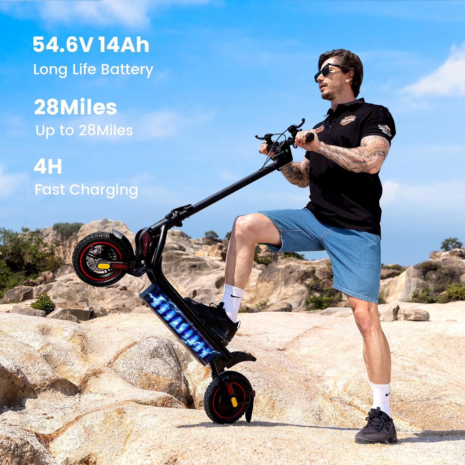 Electric Scooters - Electric Scooter for Adults, 500W/1000W/1500W Peak Motor, 18/28 Max MPH, 21/25/28 Miles Range, APP Control, Lightweight Foldable E-Scooter