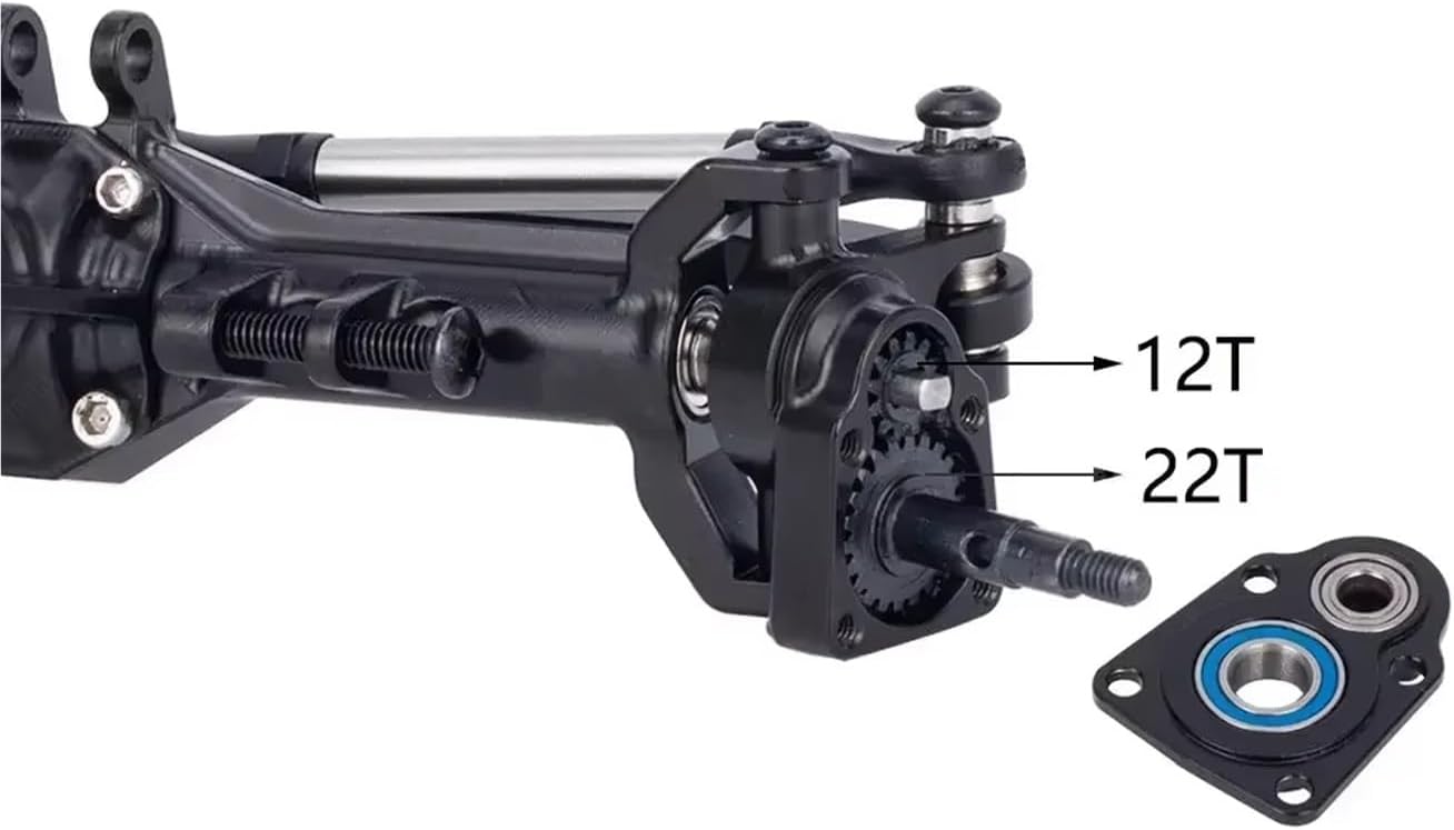 RC Front Rear Drive Axle Compatible with TRX4M 1/18 RC Crawler Car Axle Upgrade Parts Brass CNC Widen Portal Axles +10mm with Lay Down Servo Mount Links