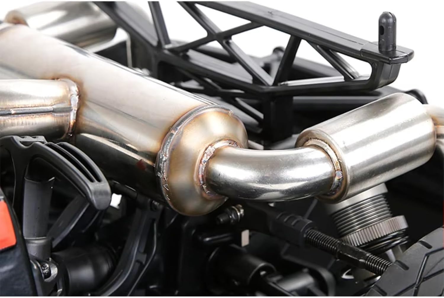 RC Car Parts Compatible with Rofun for Rovan F5 RF5 MCD XS-5 RR5 1/5 RC Car Upgrade Parts Stainless Steel Silent Double Exhaust Pipe Silencer Set