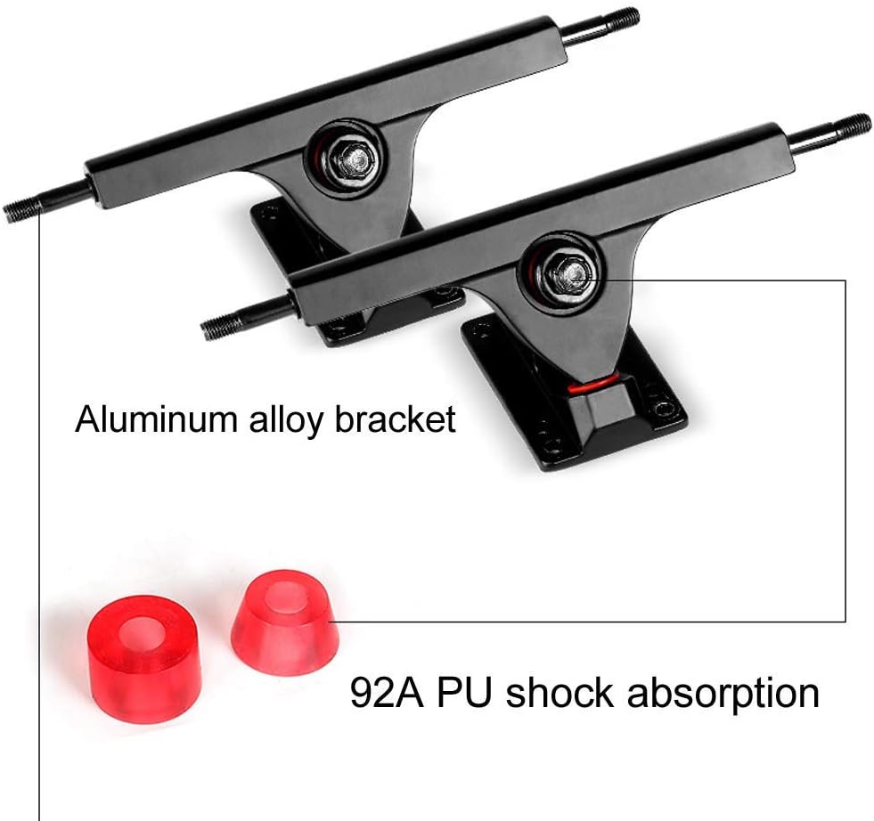 Longboard Complete Board 107×22.5 cm Dancing Cruiser Double Kick Skateboard with T-Tool 7 Layers of Maple High-Speed ABEC-7 Bearings 70×50mm PU Wheel for Youths Adults Kids Beginners (A)