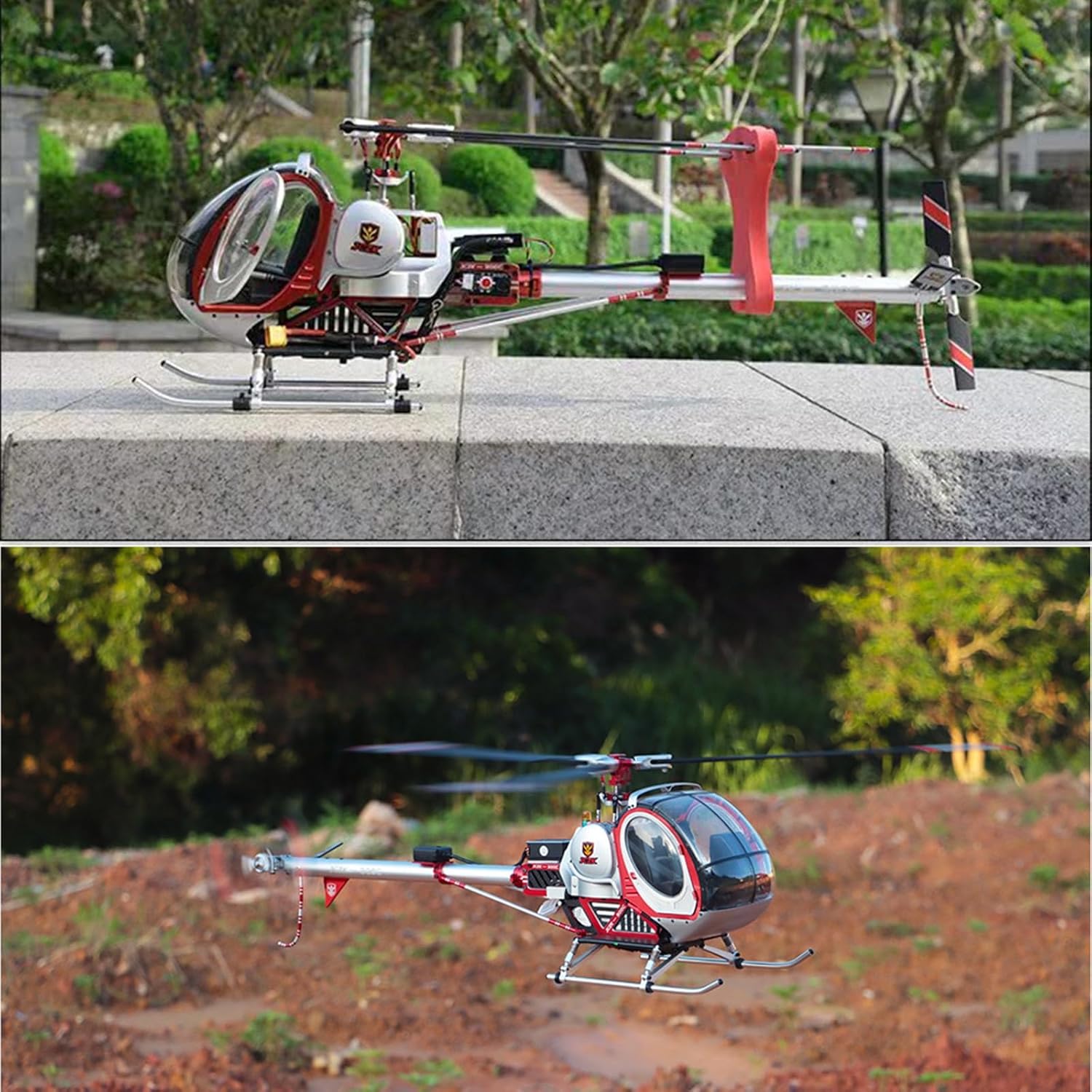 C300 2.4G Remote Control Helicopter 380-Class 3-Rotor Flybarless RC Plane with 2 Battery LED Lights & Openable Cockpit Model Toy Gift for Adults Enthusiasts(Silver,Right-Hand Throttle)