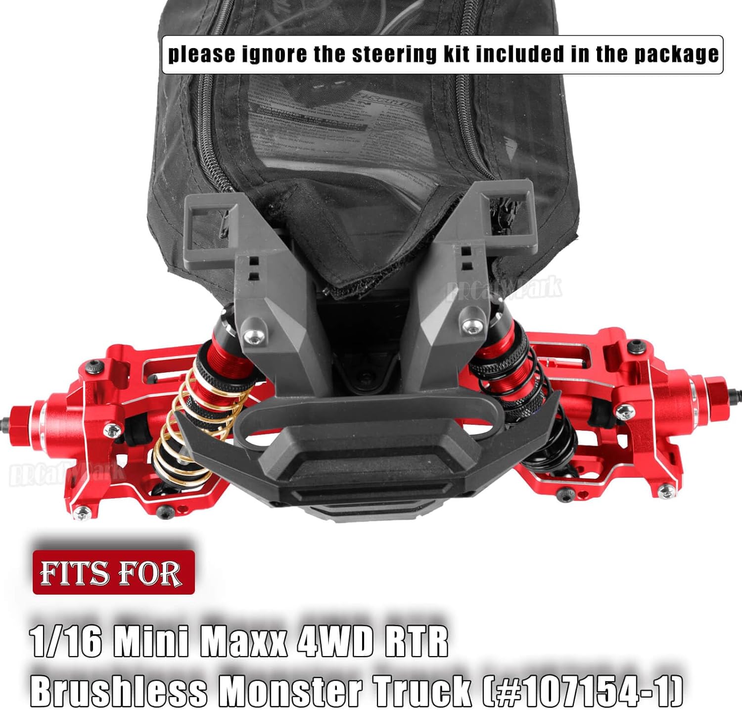 RC Upgrades Part for 1/16 Mini Maxx(#107154-1),Shocks,Dust Resist Cover,Controller Mount Plate,Drive Shaft,Wheelie Bar,Chassis,Arm,Caster/Steering Block,Stub Axle Carriers,Links,Red