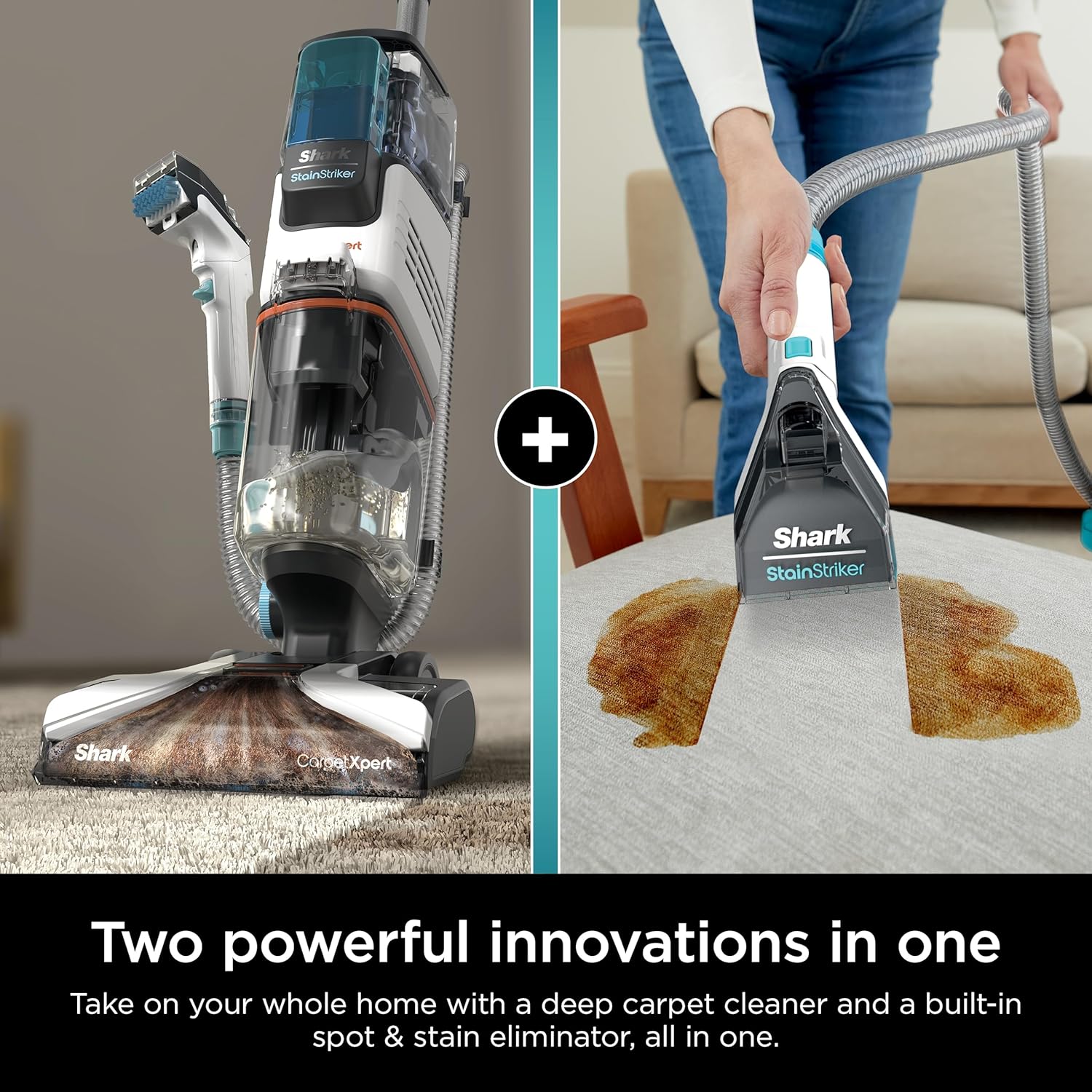 Shark R- EX201 CarpetXpert Upright Carpet, Area Rug & Upholstery Cleaner with StainStriker, Cyan - (Renewed)