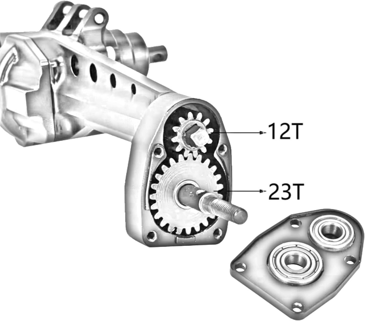 Rc Front Rear Axle for SCX10 III 1/10 RC Car Crawler AR45P Offset Portal Axle with Constant Velocity Driveshift Two Servo Mount and Steering Rodfor(Black,Front Rear Axle)