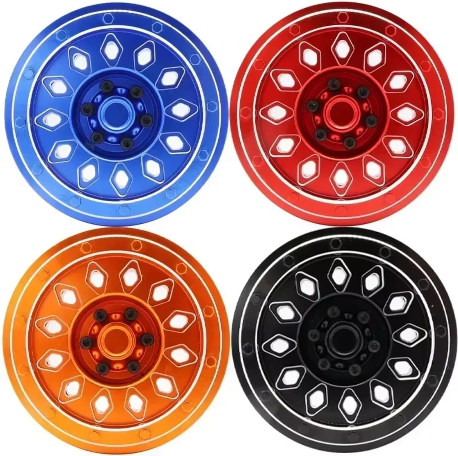 RC Car Parts for Axial Scx6 1:6 Scale Remote Control Crawler Car Accessories Parts 4pcs Rc Car CNC Aluminum Alloy Wheel Hub Rim(Black)