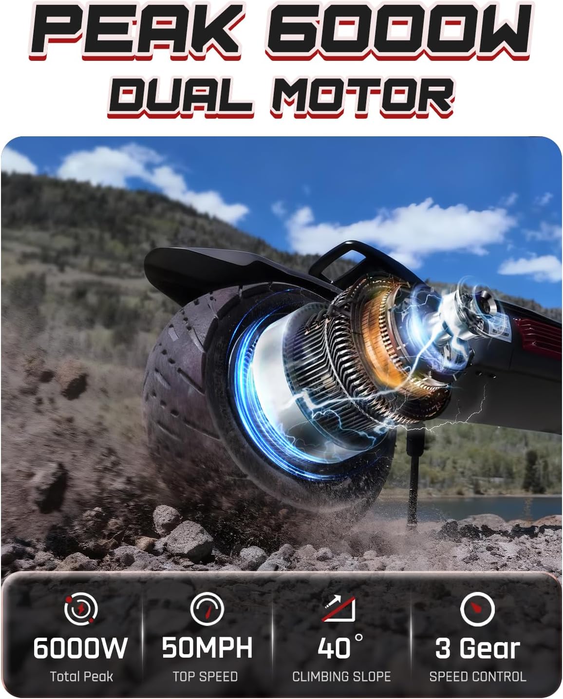 M YUME SCOOTER Raptor 6000W Motor Scooter, 50MPH 56/60 Miles 60V 27/30AH Electric Scooter for Adults, 11