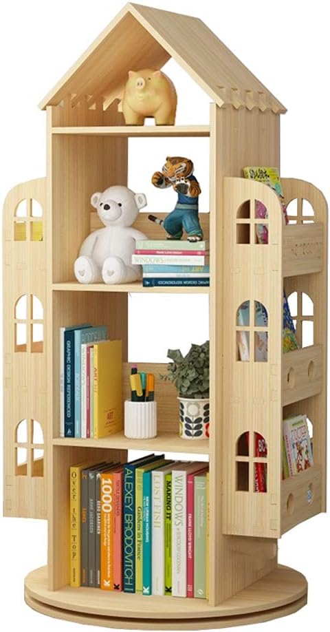LCJQ Home Bookshelf 3-Tier Bookshelf, Children's Rotating 360° Bookcase, Floor Standing Storage Rack Shelf, Multipurpose Book Rack for Home Office Bookshelves ​Shelves (Color : B)