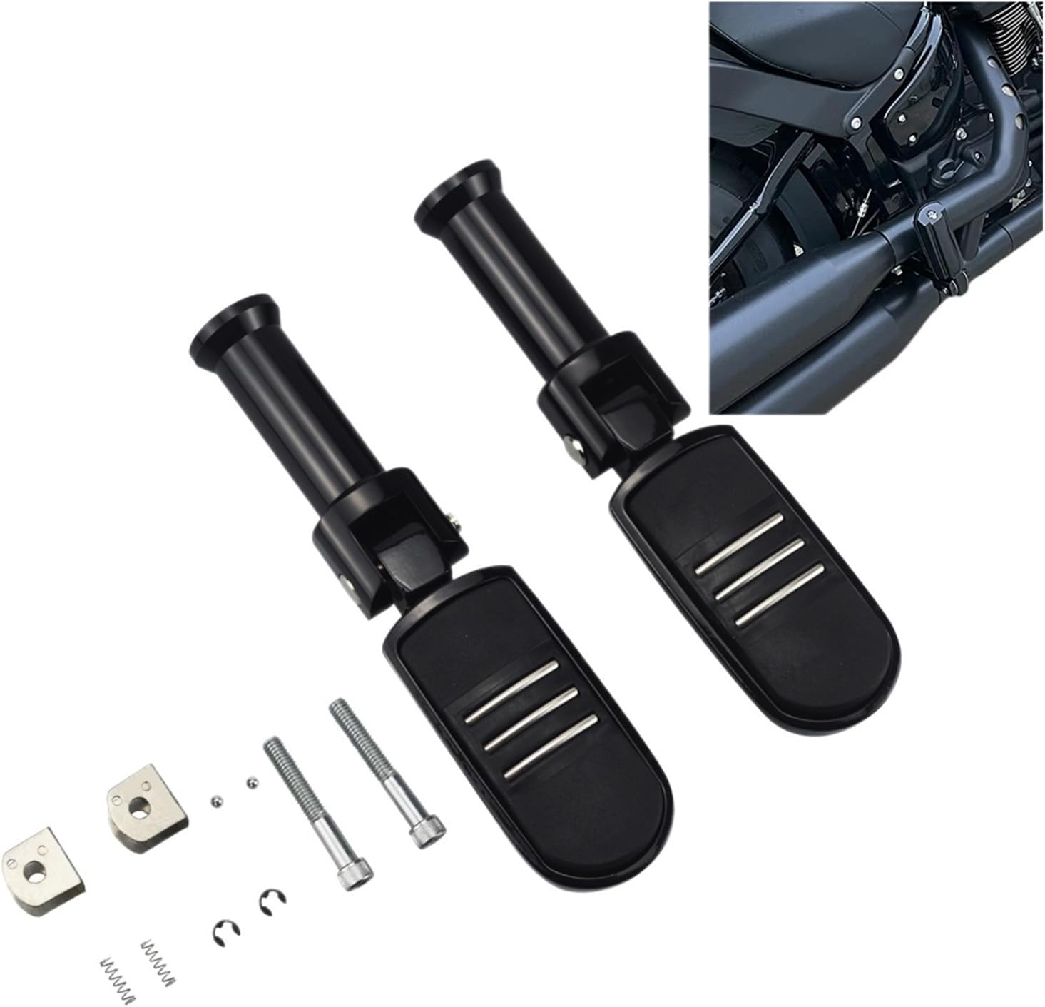 Black Chrome Alloy Pedal Compatible With Softail 2018-2025 Luxury Chubby Boy Traditional Sports Glider(Footpegs B)