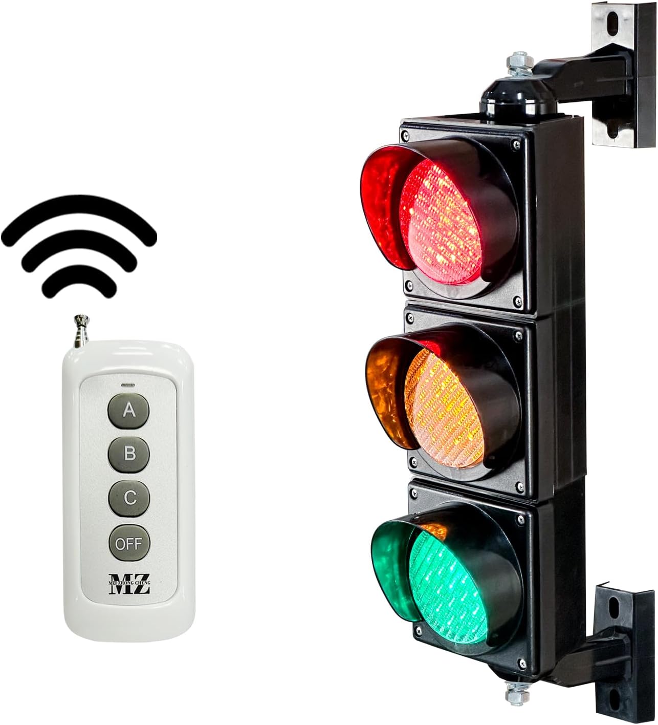100mm(4inch) AC85-265V Traffic/Stop/Go Light Kit Lamp,PC Housing Waterproof IP65 (103 Remote Control （No Battery）