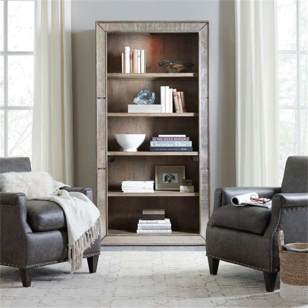 Hooker Furniture Rustic Glam 5 Shelf Bookcase in Light Wood