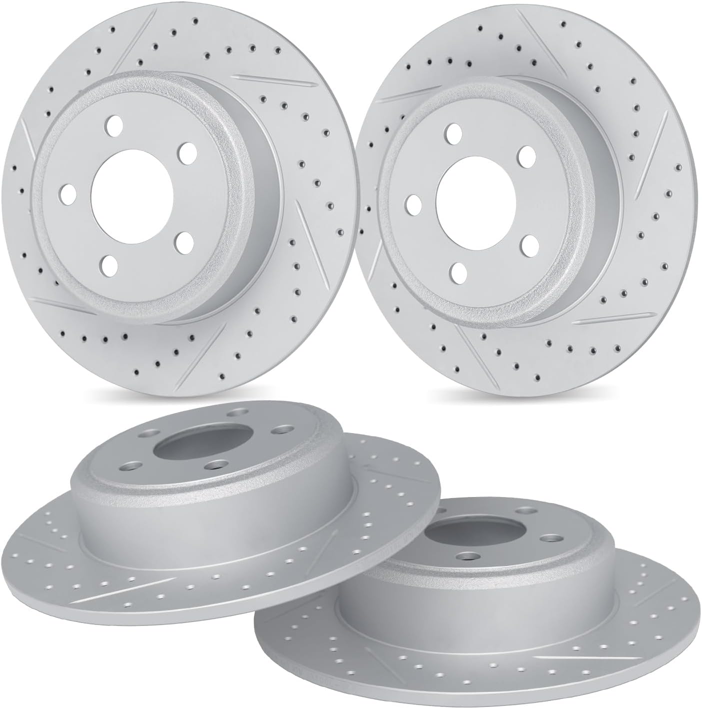 R1 Concepts Front and Rear Brake Rotors For 2012-2021 Tesla S, 2016-2021 Tesla X| Drilled Slotted Disc Brake Rotors| Brakes and Rotors Brakes and Rotors