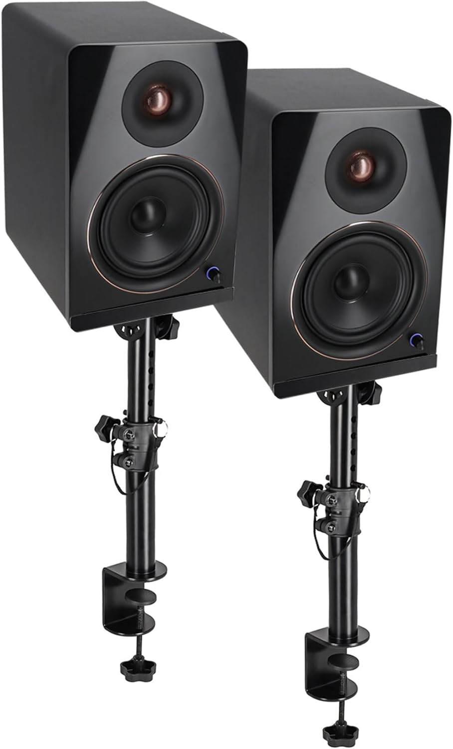 Rockville APM8B v2 Bundle: Pair 8 in 500W Peak / 160W RMS Powered Studio Monitor Speakers USB Bluetooth, DMS75 Desk Clamp Monitor Stands 15 Degree Tilt, 2 Items