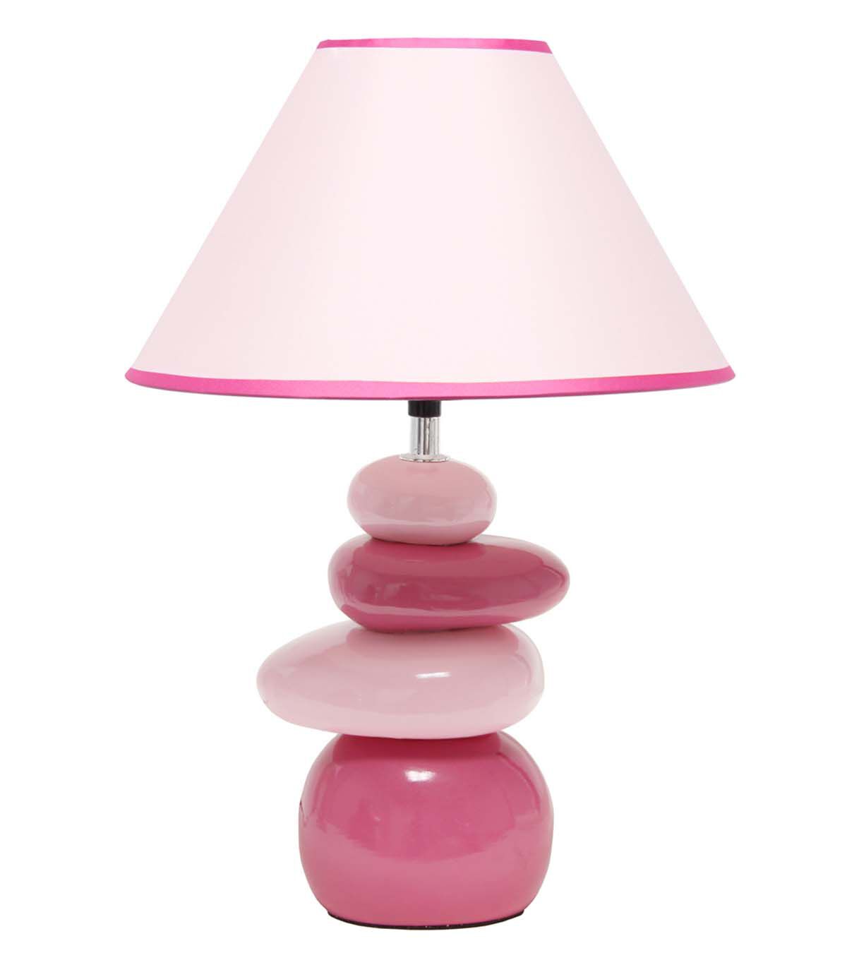 All The Rages 17 Ceramic Stacking Stones Lamp With Pink Fabric Shade