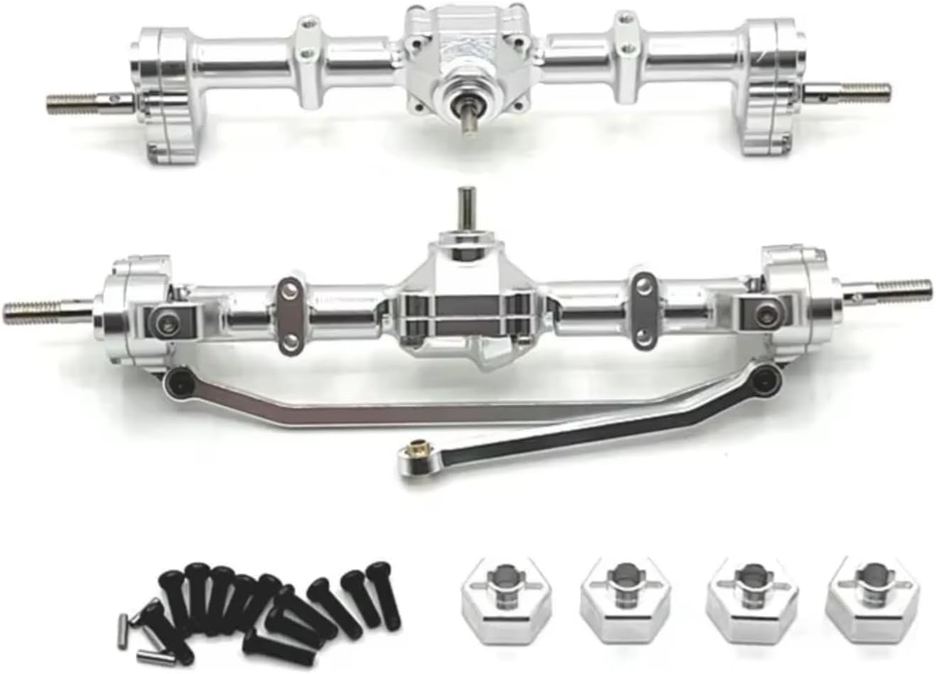 Models Upgrades Parts For MN For MN168 1/12 Metal Portal Axle Kit Front And Rear Assembly 12mm Adapter RC Car Upgrade Spare Parts(Silver)