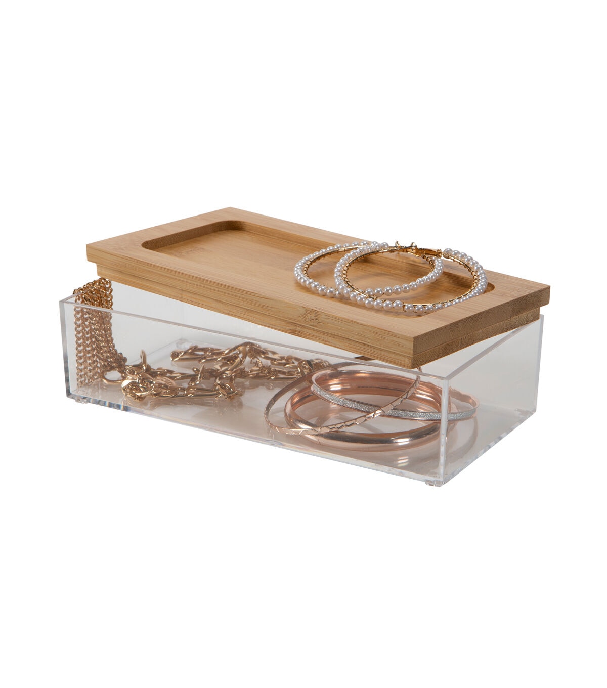 Simplify 7.5 x 4 Clear Organizer With Bamboo Lid