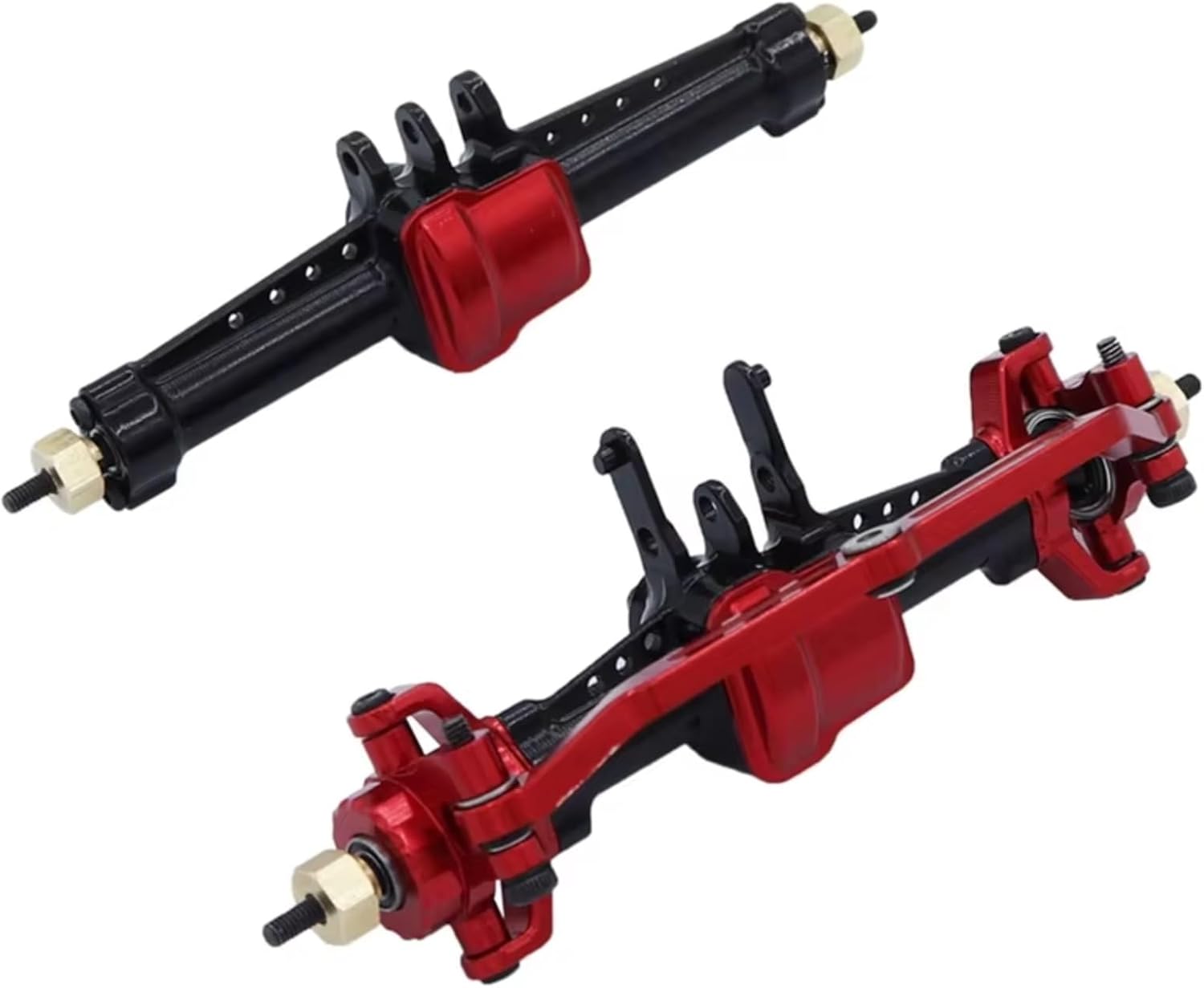 Compatible with Traxxas for TRX4M for Bronco 1/18 RC Crawler Car Parts 2Pcs Metal Front and Rear Axle with Steel Gear RC Car Accessories(Red)